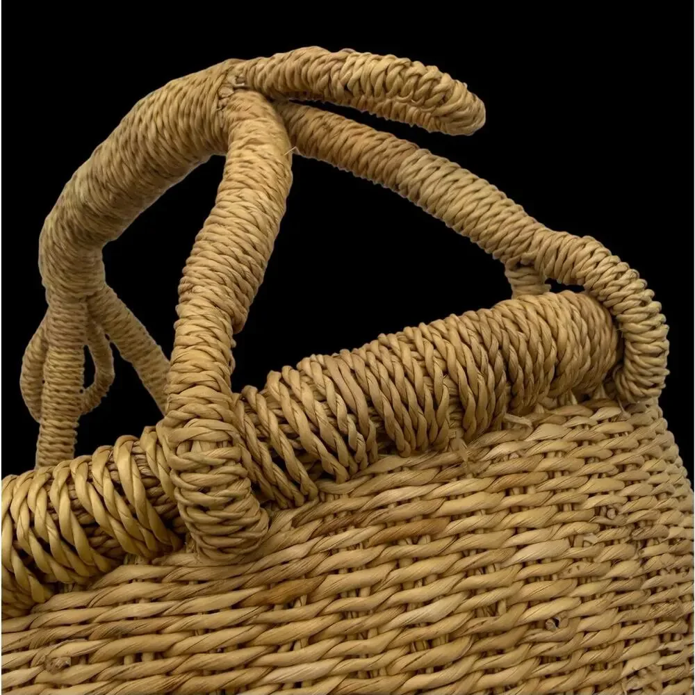 Handmade Bolga Basket Ghana Garden Small Herb Gathering Woven Elephant Grass 9